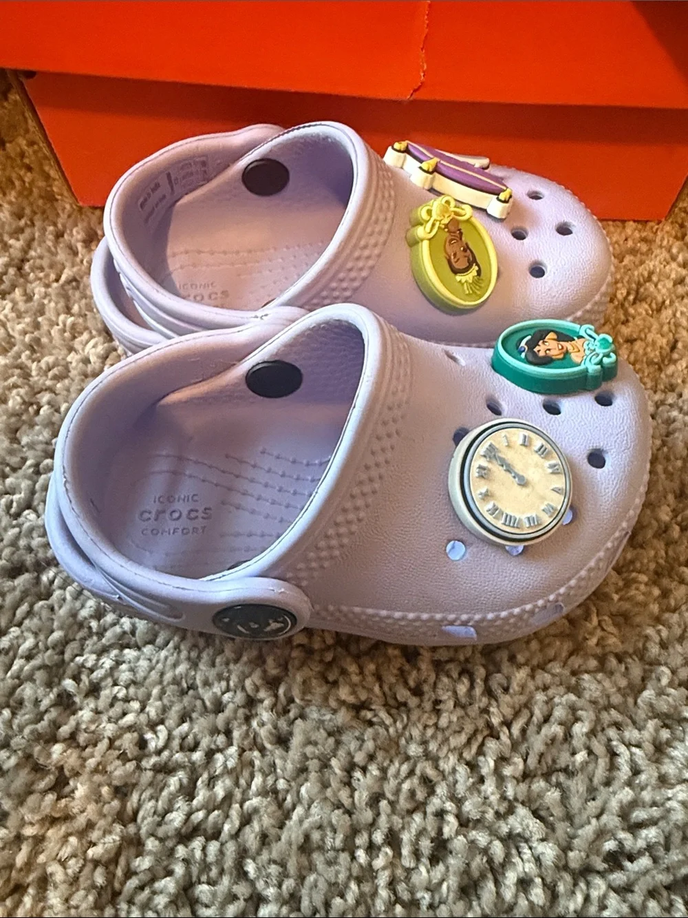 Kids Lavender Slip-On crocs Shoes with Decorative Charms